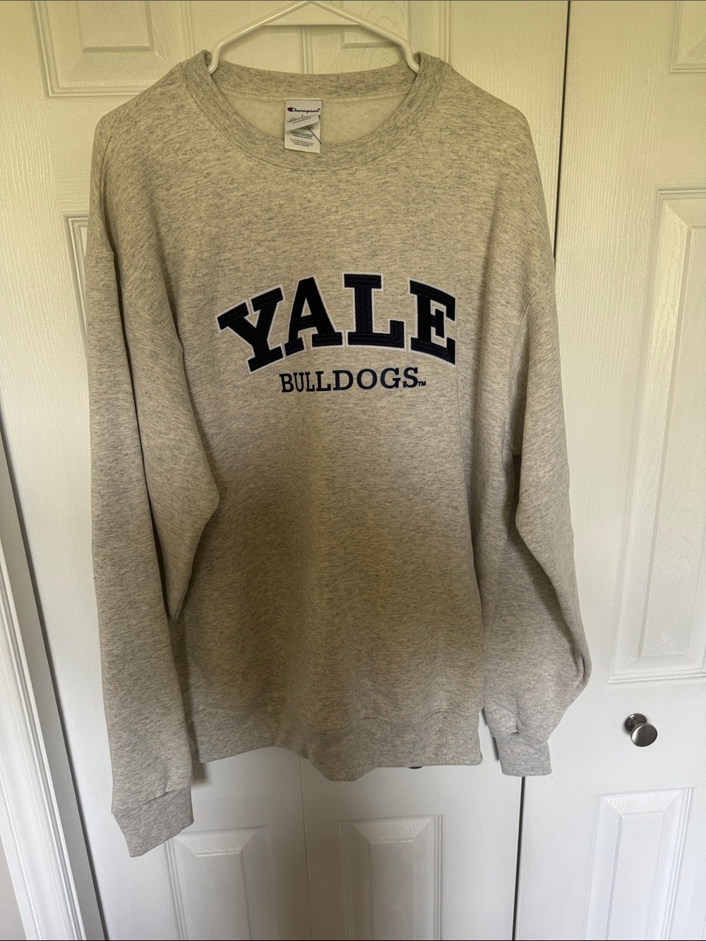 NWT Champion Gray Crewneck Sweatshirt with Navy Yale Bulldogs Logo